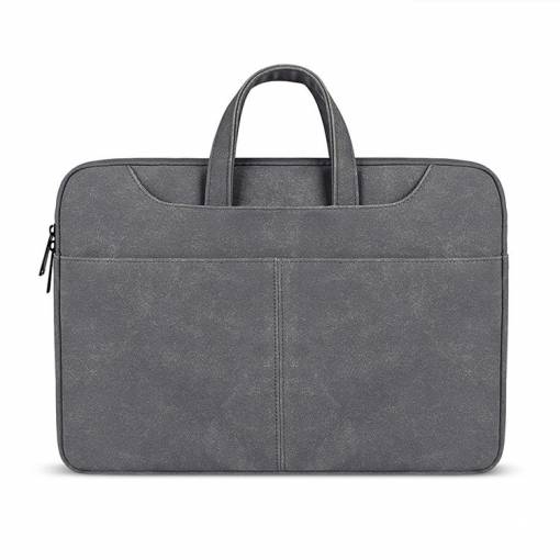 Foto - Brašna na MacBook / notebook 13.3" z umělé kůže - Tmavě šedá
