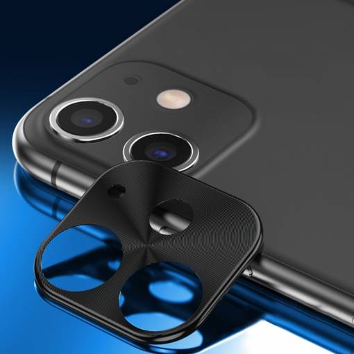 Foto - Kovový rámeček na zadní kameru iPhone 11 - Černá