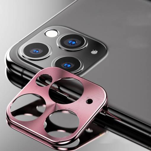 Foto - Kovový rámeček na zadní kameru iPhone 11 Pro/ 11 Pro Max - Růžová