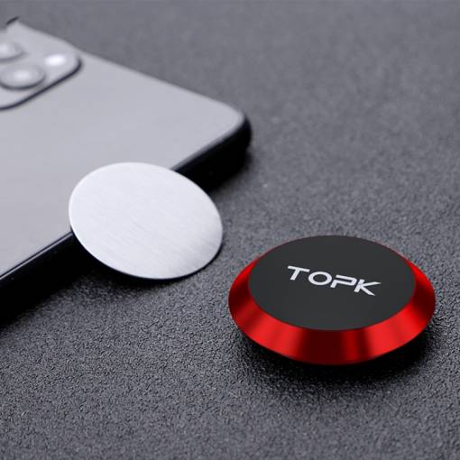 Foto - TOPK nalepovací magnetický držák na mobil - červená