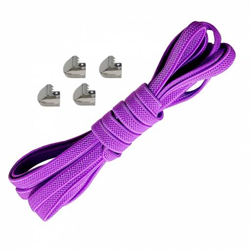Foto - Elastické tkaničky do bot široké, jeden pár - Typ A - Fialové, 100 cm