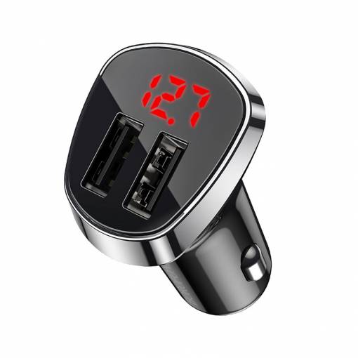 Foto - Borofone 2 USB nabíječka do auta s LED displejem 12W