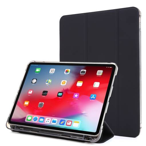 Foto - Pouzdro z PU kůže pro Apple iPad Pro 12.9 (2021) + slot pro Apple Pencil - Černá