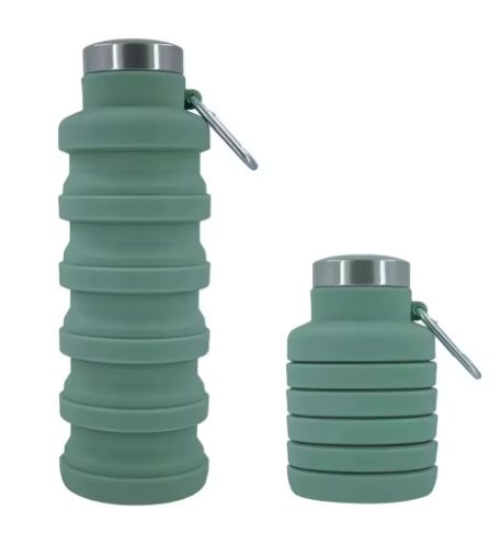 Skládací silikonová láhev 550 ml - Zelená