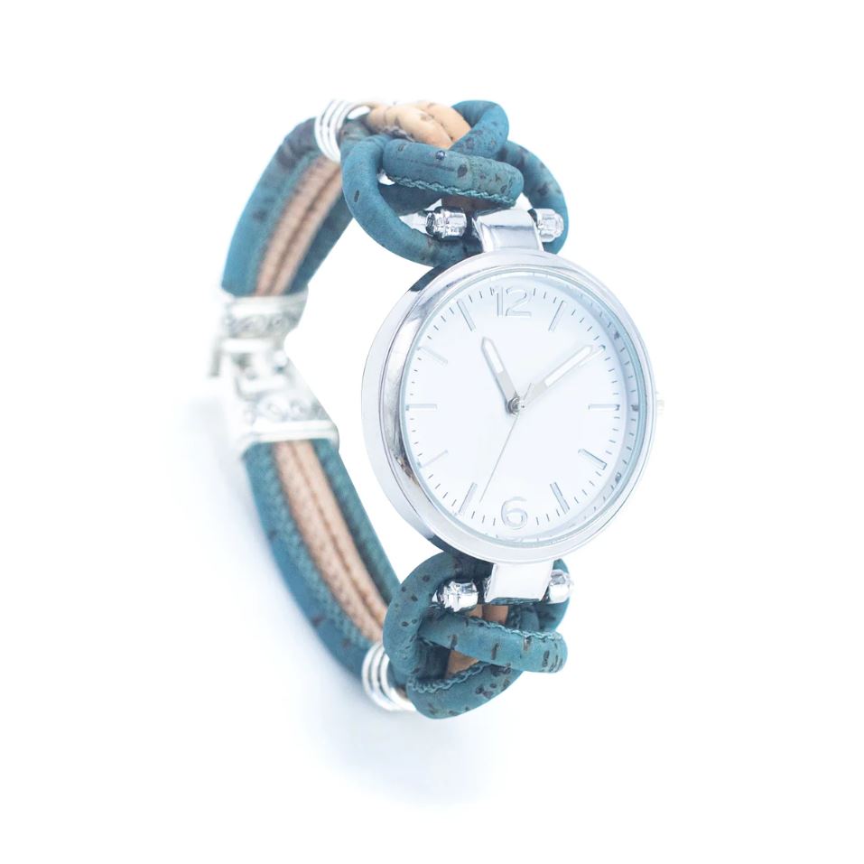 Dámské korkové hodinky eco-friendly - Mia, modré