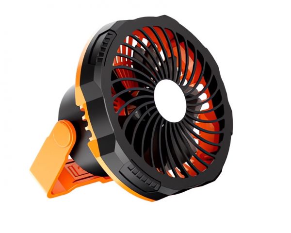 Kempingový ventilátor s LED svítilnou a vestavěnou baterií